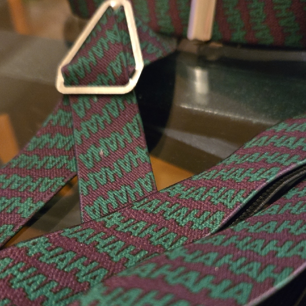 Green and Black Patterned Suspenders
